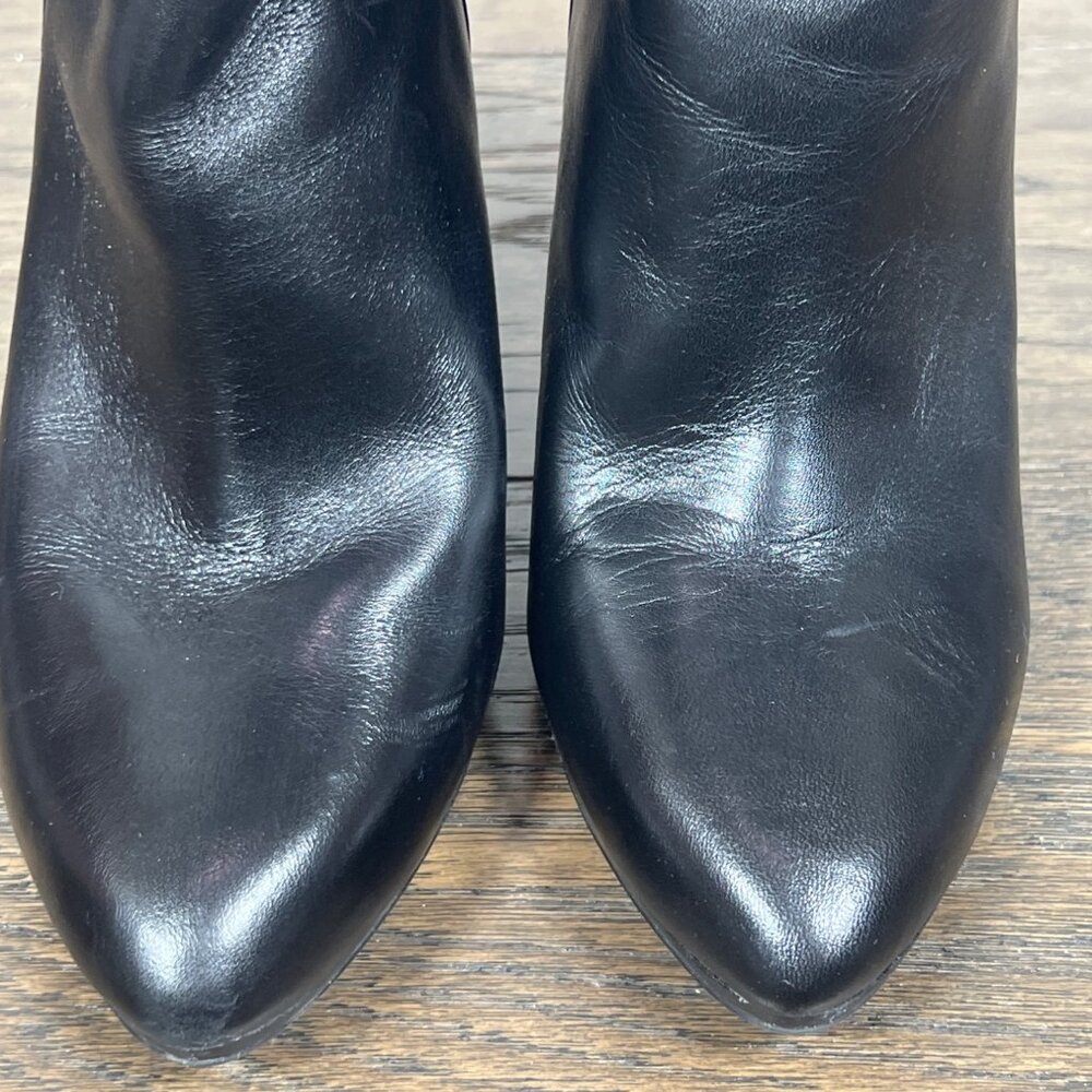 LAUREN RALPH LAUREN Leola Bootie Stiletto Heel Black Leather Sz 7 EUC - Picture 2 of 8